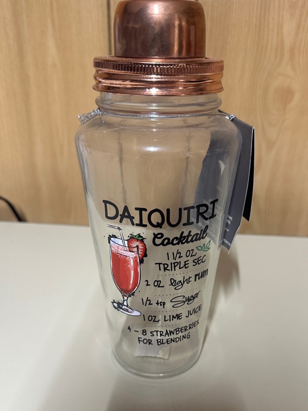 Clear Glass Daiquiri Cocktail Shaker with Copper Lid